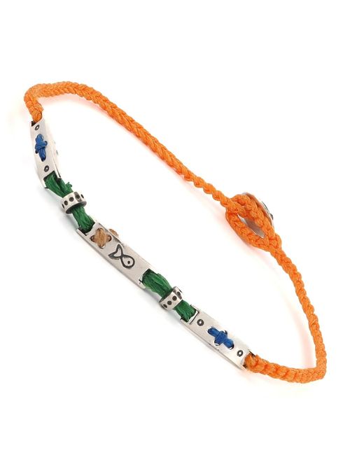 Ebru Jewelry Brown Sterling Spiritual Symbols Woven Hope Braided Bracelet for men