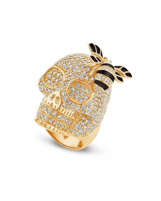 SALLY SKOUFIS Metallic Renewal Ring With Made Cz Diamond Stimulant Diamonds & Enamel