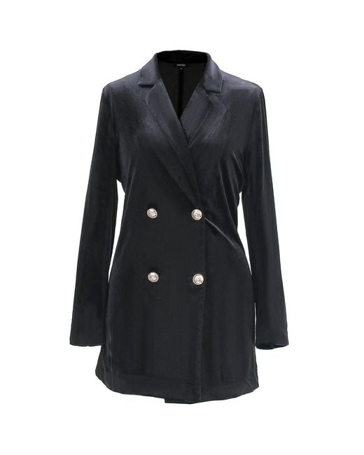 Smart and Joy Black Double Buttoning Velvet Jacket
