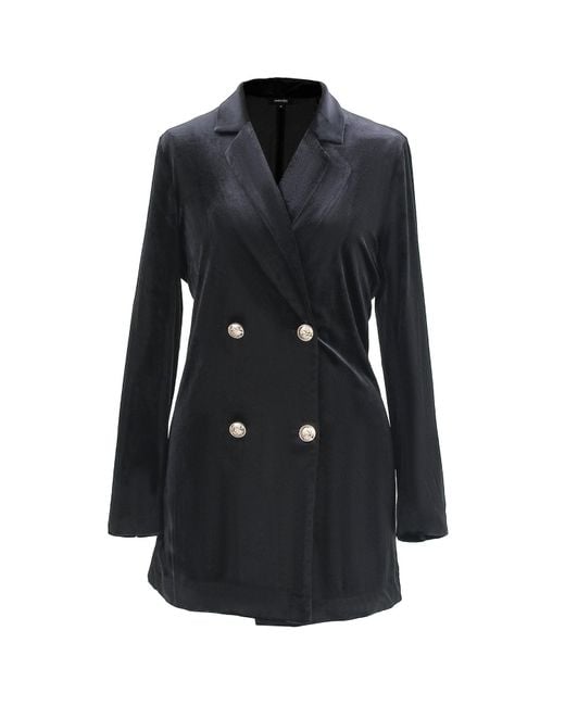 Smart and Joy Black Double Buttoning Velvet Jacket
