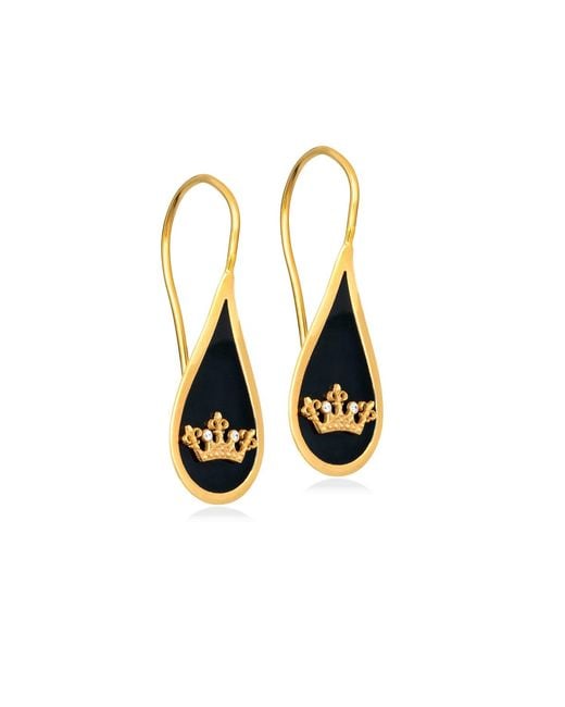 Myrto Katramadou Jewellery Blue Queen Bee Crystal Hook Earrings