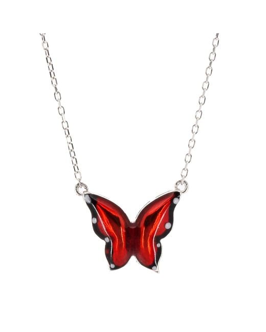 Ebru Jewelry Red Joy Enamel Butterfly Necklace