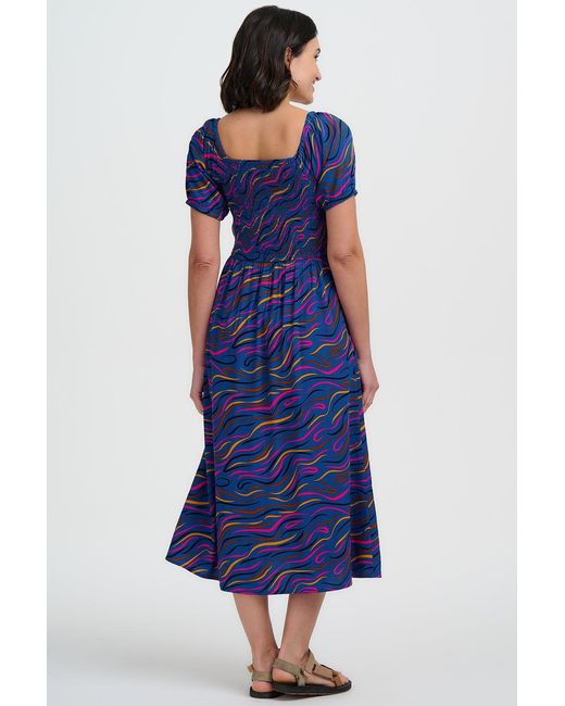 Sugarhill Blue Jolene Shirred Midi Dress Bright, Jazz Waves