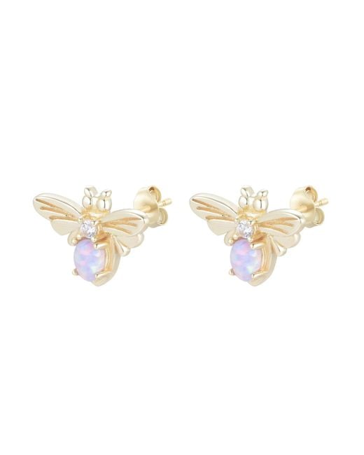 KAMARIA Metallic Opal Bee Stud Earrings