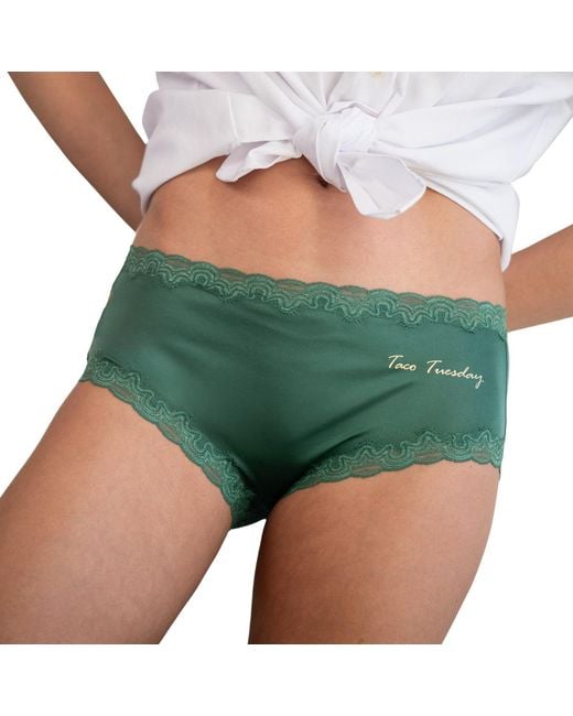 Uwila Warrior Green Soft Silk Days Of The Week Briefs Taco Tuesday- Smoke Pine