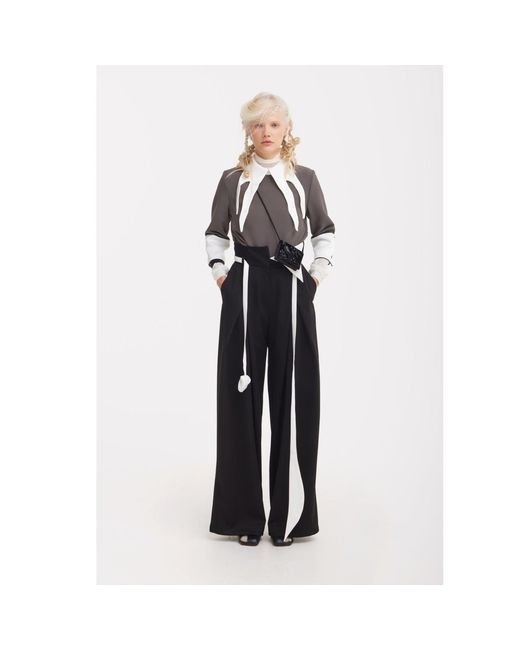 Julia Allert Black Fashion Forward Wide-Leg Pants & Contrast Belt