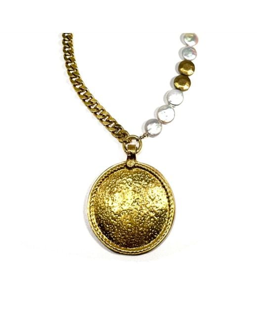 Rachel Nathan Metallic Pearl Coin & Shield Necklace
