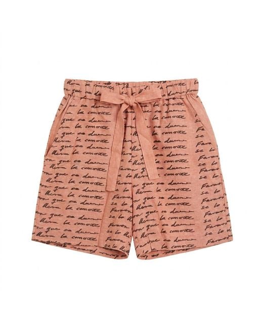 Studio Afuera Red Barranco Peach Linen Shorts