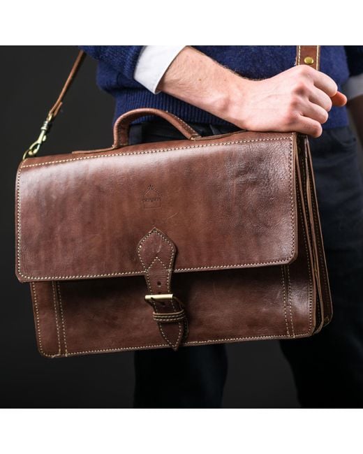 Berber Leather Brown The Casablanca Large Satchel for men