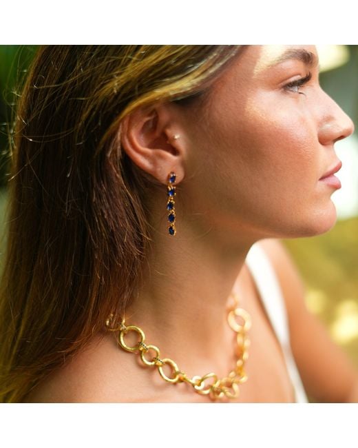 Ebru Jewelry Blue Drop Down Sapphire Earrings