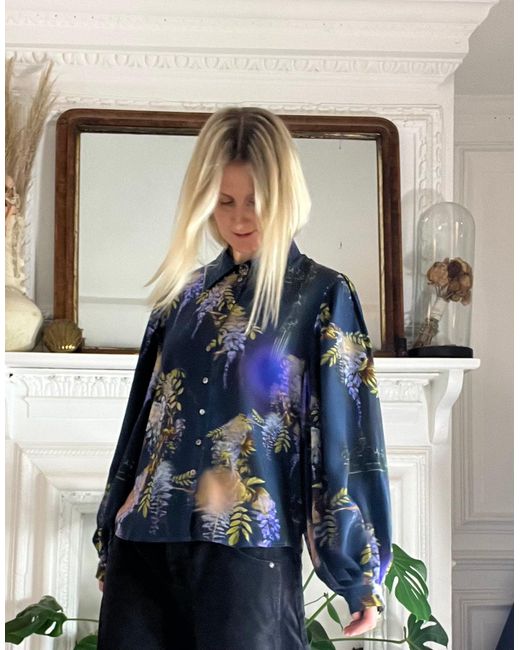 Klements Blue Paints Silk Blouse