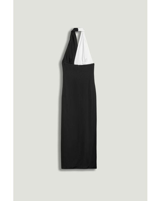 Nocturne Black Contrast Draped Halter Maxi Dress