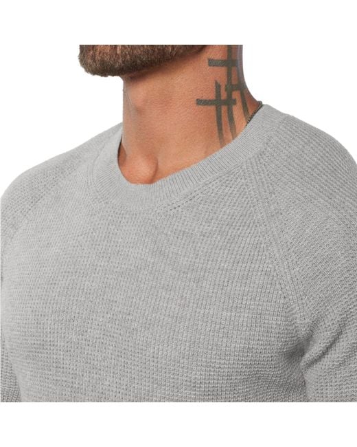 Weston Jon Boucher Gray Valen Waffle Knit Cashmere And Wool Fitted Lightweight Sweater for men