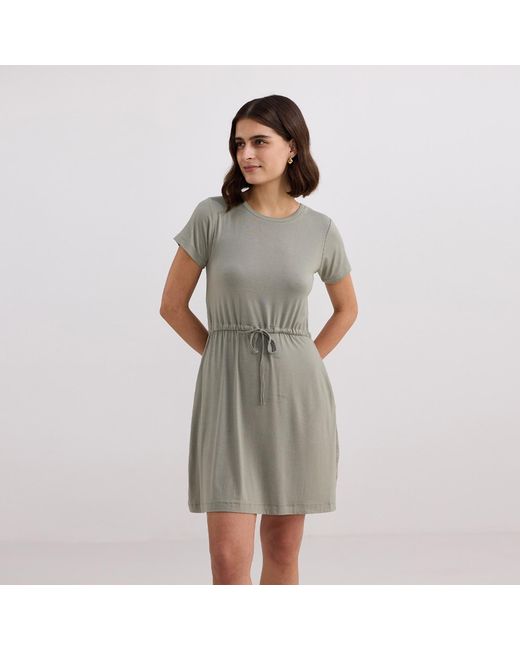 REISTOR Gray Drawstring Short T-Shirt Dress