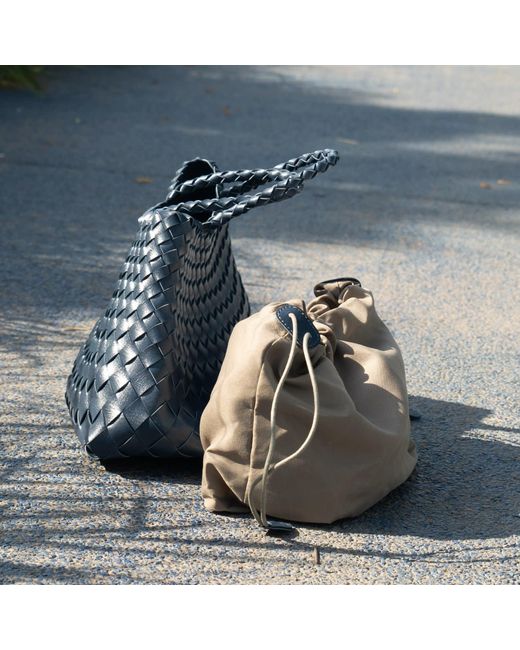Rimini Blue Woven Vegan Leather Sling Bag 'Leontina'