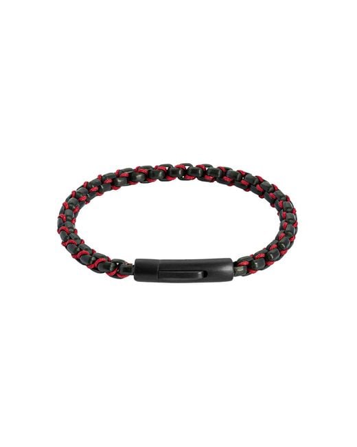 Tateossian Brown Thompson Cord Box Chain Bracelet for men