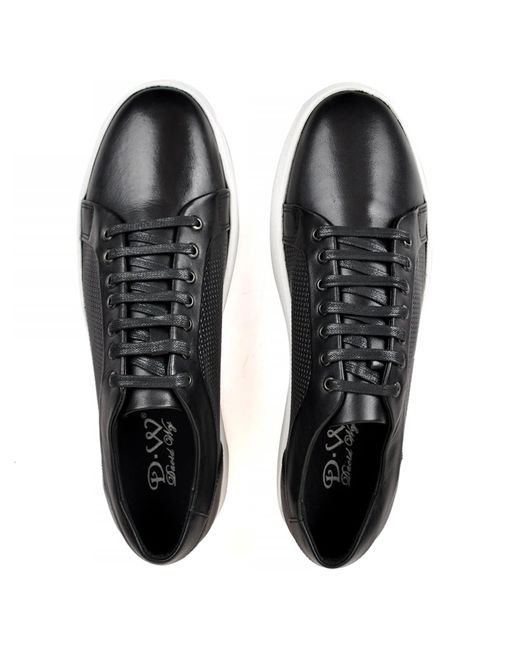 DAVID WEJ Black Bradford Leather Sneakers for men