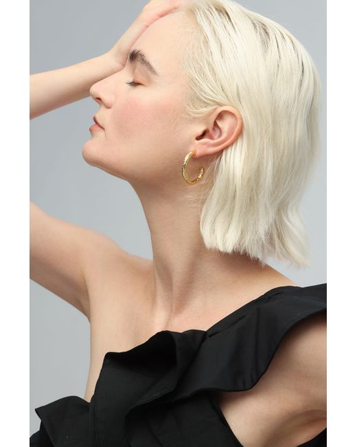 Classicharms Metallic Zirconia Molten C-Hoop Earrings