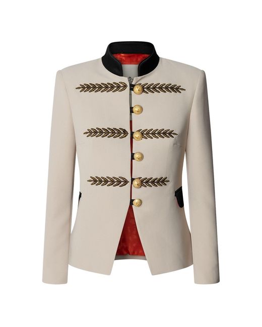 The Extreme Collection Metallic Neutrals Cropped Embroidered Blazer Renata