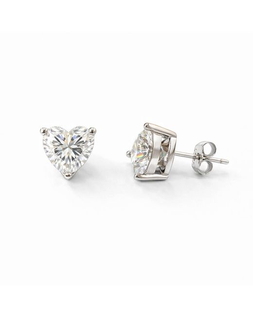 Pearl Code White Angel Heart Studs — Fine Jewelry Moissanite, Gift Ready