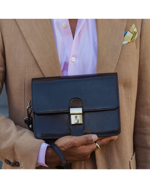 Time Resistance Black Leather Clutch Purse for men