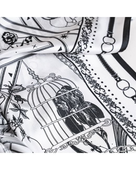 Silk and Bears Blue Monochrome Nautical 100% Mulberry Silk Twill Scarf — Hand-Rolled Hem