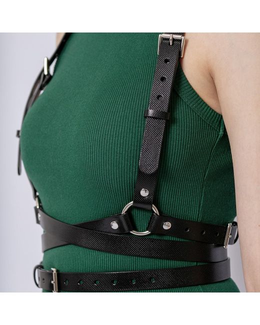 Haute Cuir Black Textured Double Belt Harness