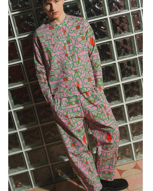 Wild Clouds Multicolor Organic Cotton & Linen Balloon Trousers
