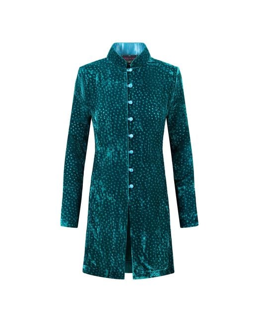 Beatrice von Tresckow Blue Jade Dotti Devore Velvet Grace Jacket