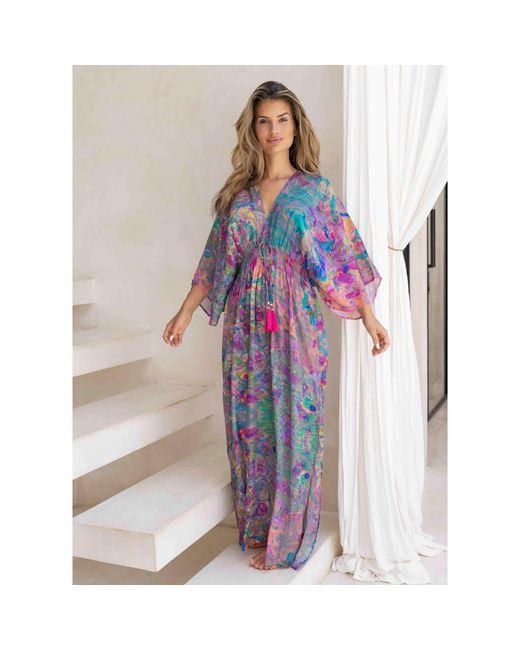 Sophia Alexia Multicolor Fantasia Capri Kimono Dress