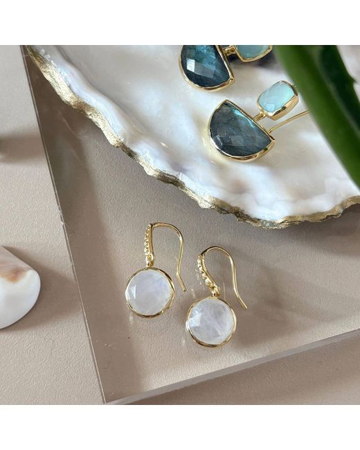 Azuni London Metallic Charis Round Gemstone Earrings Moonstone