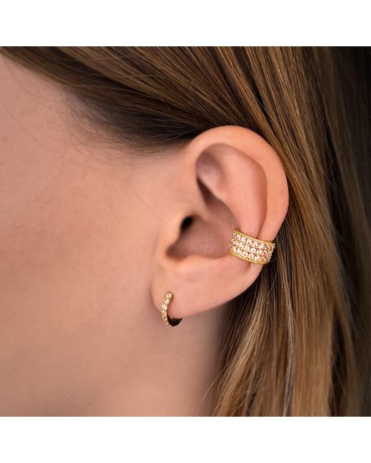 SALLY SKOUFIS Metallic Destiny Ear Cuff With Made Champagne Diamonds In Gold