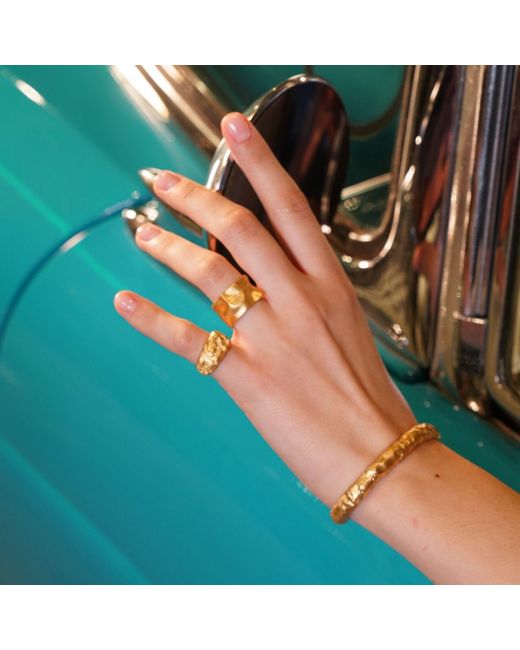 LINYA JEWELLERY Metallic Deka Amorphous Rectangular Matte Ring