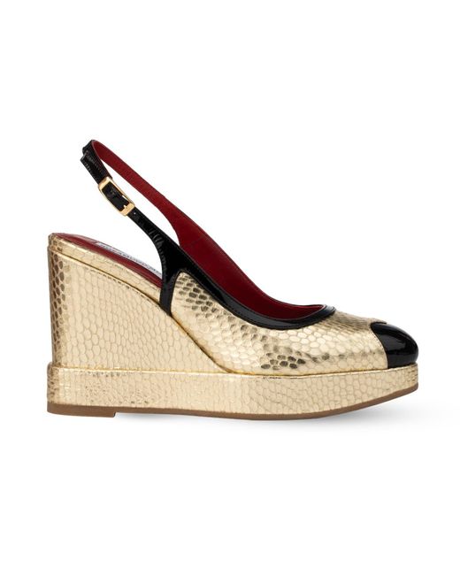 Rosamund Muir London Red Lavinia Cobra Print & Patent Wedges