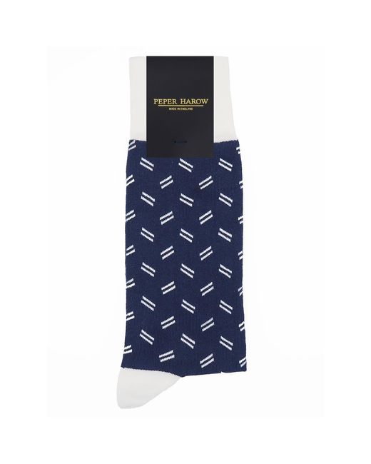 Peper Harow - Made in England Blue Parallel Socks for men