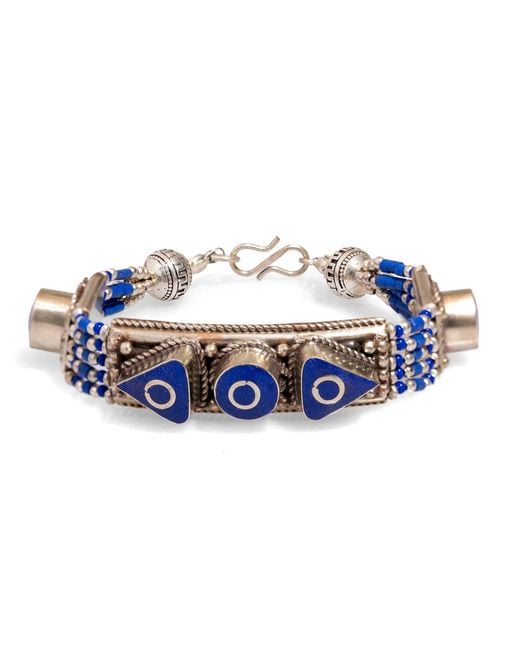 Ebru Jewelry Blue Nepal Design Lapis Lazuli & Bohemian Bracelet