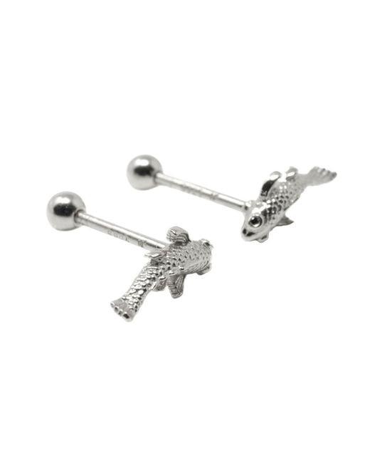 NASI SILVER Metallic Fish Neshama Studs