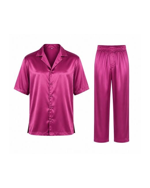Hustle Purple Flying Dragon Satin-Set for men