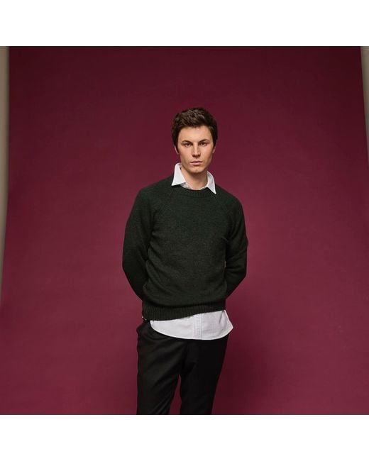 Salts Cashmere Green Double Neck Trim Crew Neck Sweater