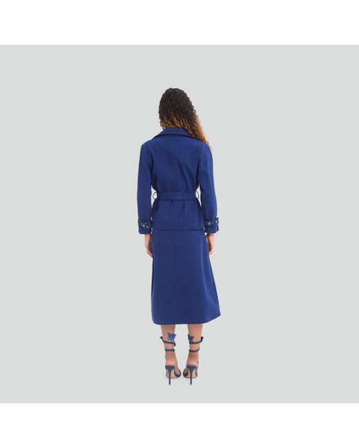 Maui X Lolita Blue Pearl Denim Cropped Trench Jacket