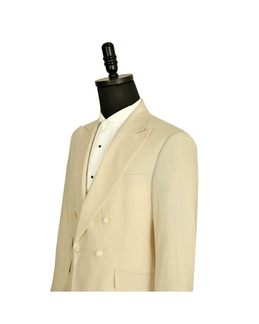 DAVID WEJ Natural Neutrals Hugo Linen Double Breasted Suit for men