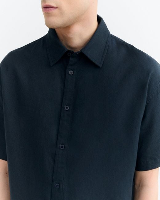Thinking Mu Blue Fish Kurtis Oversize Hand-Embroidered Shirt for men