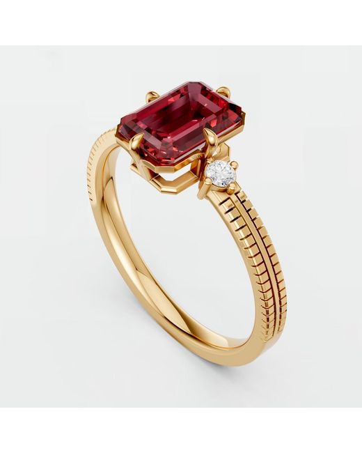 Aya Fine Jewelry Red Emerald Cut Ruby Solitaire Ring