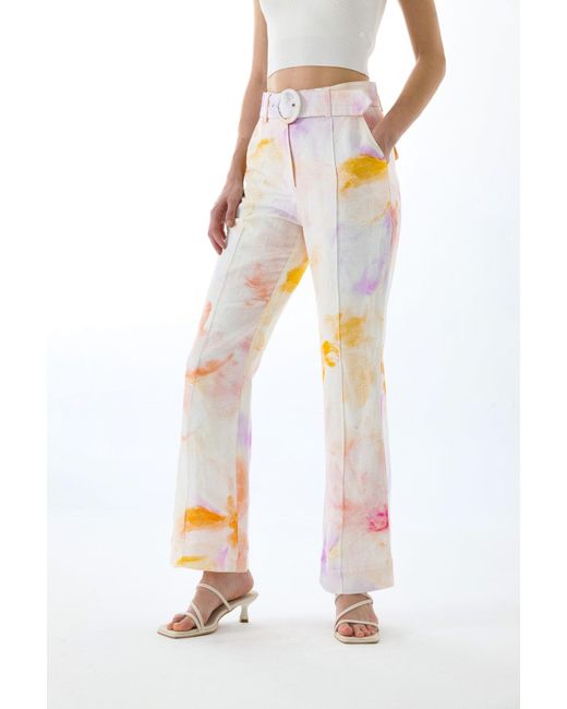 We Are Kindred Pink Josephine Flare Belt Pants-Rose