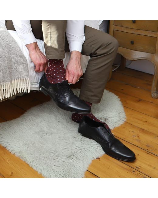 Peper Harow - Made in England Purple Burgundy Pin Polka Tie & Socks Groom's Set for men