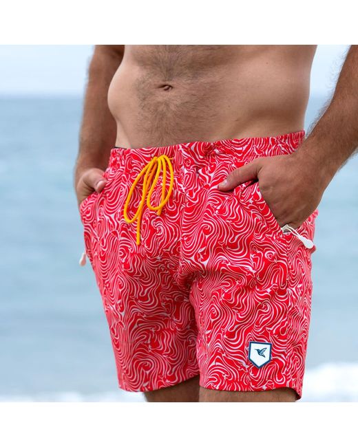 Live Kolibri Red Abstract Cherry Swim Trunks for men