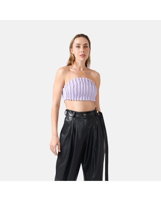 Kargede Purple Lilac Knit Bandeau Top – Strapless, Fitted & Cropped