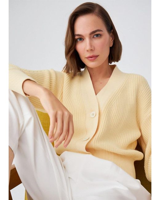 Peraluna Yellow Olivia V-Neck Cardigan