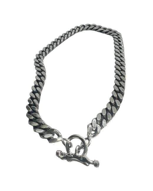 Tg-Jewellery by Tamara Gervasio Green Heavyweight Curb Chain Necklace With Celtic Crocodile T-Bar – Sterling for men