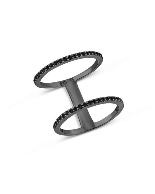 SALLY SKOUFIS Black Layer Ring With Made Cz Diamond Stimulant